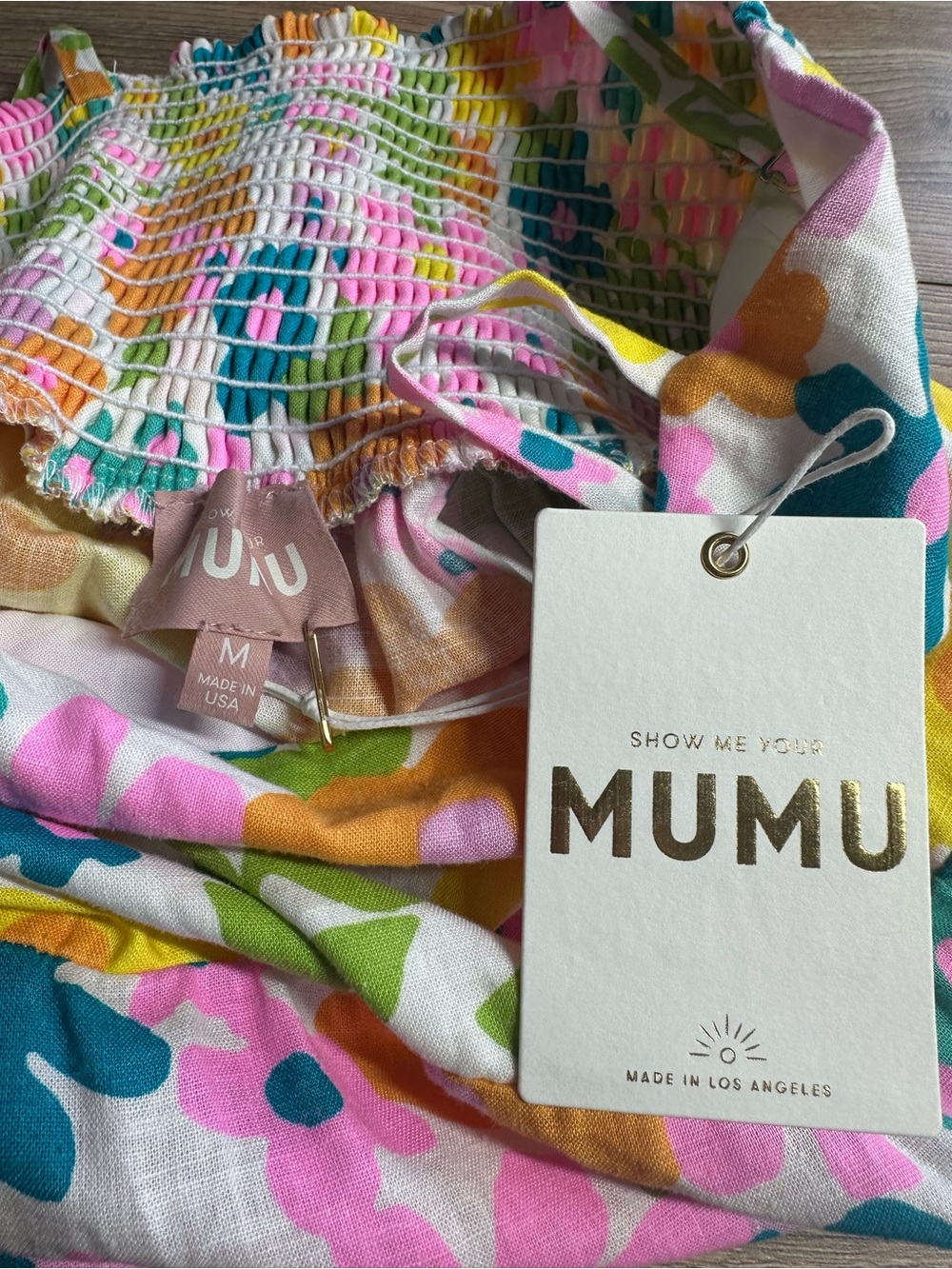 Show Me Your Mumu Amalfi Coast Midi Dress Retro Floral Petal Pop Adj Straps NWT* - Picture 5 of 16